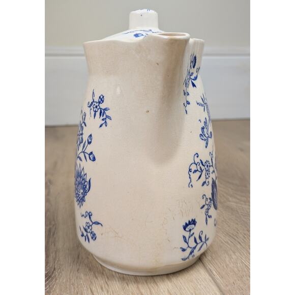 Vintage Blue Onion Ceramic Ironstone Electric Tea Pot White Blue Floral - Picture 3 of 11